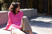 Hazel Corduroy Crew Neck Top in Pink