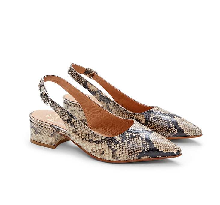 snake print slingback shoes